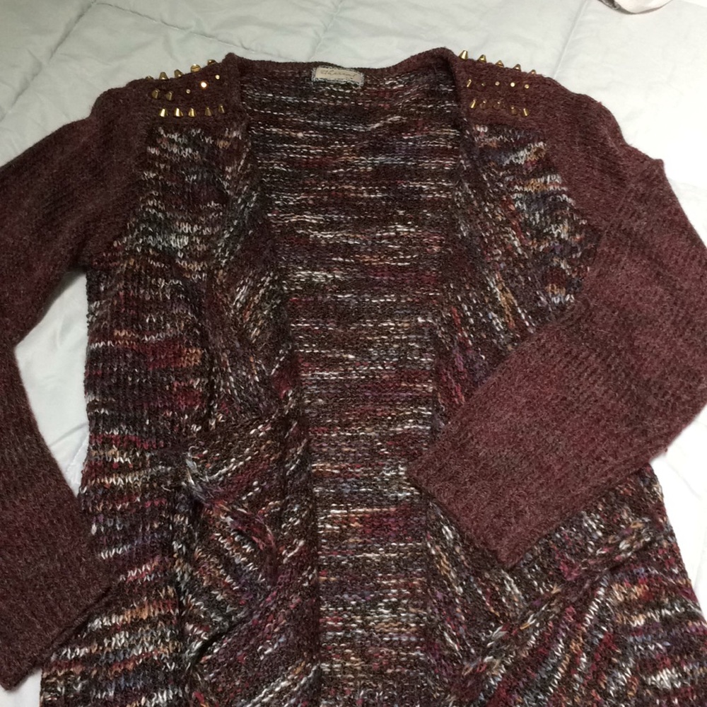 ethereal Maroon Multi Open Sweater Cardigan Spikes